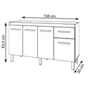 Ver imagem 6 de Balcão Cozinha Armário Gabiente Pia de 140 Cm com 4 Portas e 1 Gavetas Camila Savana Off White