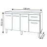Balcão Cozinha Armário Gabiente Pia de 140 Cm com 4 Portas e 1 Gavetas Camila Savana Off White - 6