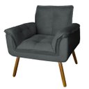 Ver imagem 2 de Kit Namoradeira + 2 Poltronas Opala Decorativa Suede Cinza Grafite