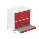 Ver imagem 4 de Mapoteca 10 Gavetas 120,4cm x 122,3cm Aço Branco/Vermelho