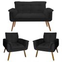 Ver imagem 1 de Kit Namoradeira + 2 Poltronas Opala Decorativa Suede Preto