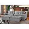Sofá Retrátil e Reclinável 4 Lugares Cinza em Suede 2,30M Tulsa - 2