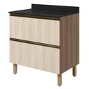 Ver imagem 1 de Balcao com Tampo 2 Gavetoes MDF 80 cm Kali 1641222 Carvalho Toq Bianco Nicioli