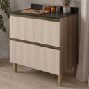 Ver imagem 2 de Balcao com Tampo 2 Gavetoes MDF 80 cm Kali 1641222 Carvalho Toq Bianco Nicioli