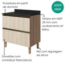 Ver imagem 4 de Balcao com Tampo 2 Gavetoes MDF 80 cm Kali 1641222 Carvalho Toq Bianco Nicioli