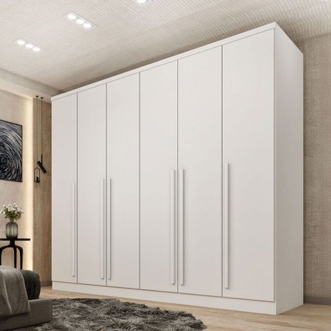 Guarda-roupa Casal Sevila 6 Portas 8 Gavetas Neve - Tcil Móveis