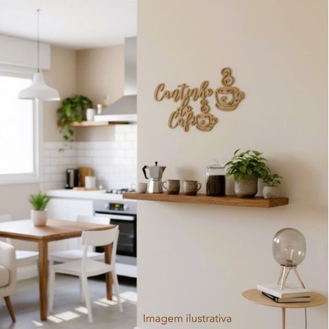 Cantinho do Café Decoração Mdf 6mm Placa Aplique Amadeirado (30x22 Cm)