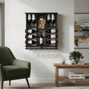 Ver imagem 7 de Adega de Madeira Maciça para 11 Garrafas de Vinho com Porta Rolhas e Porta Taças Taças - Nogueira