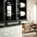 Ver imagem 3 de Adega de Madeira Maciça para 11 Garrafas de Vinho com Porta Rolhas e Porta Taças Taças - Nogueira