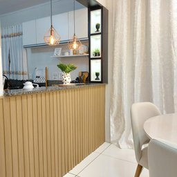 Painel Ripado Versátil Modular: Kit 10 Unid. 90x27cm Larg. (2,43m²) Talatto Painéis Amêndoa - 3