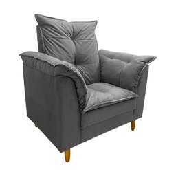 Poltrona Amamentação + Puff Luana Pés Madeira Suede:cinza - 2