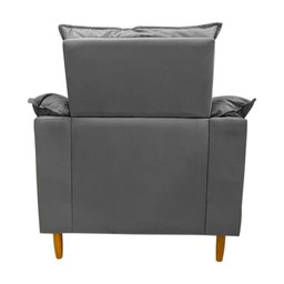 Poltrona Amamentação + Puff Luana Pés Madeira Suede:cinza - 5
