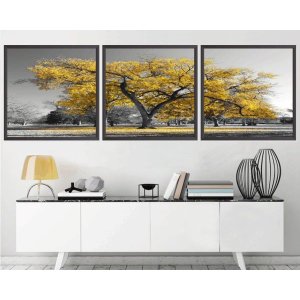 Quadro Decorativo 195x64cm Árvore De Ipê Amarelo Quarto Sala