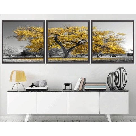 Quadro Decorativo 195x64cm Árvore De Ipê Amarelo Quarto Sala