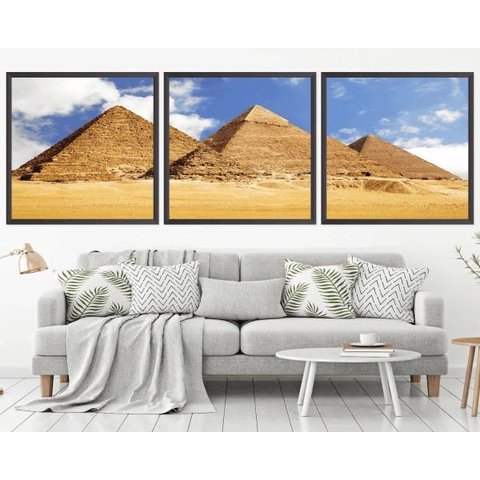 Quadro Decorativo 195x64cm Pirâmides Do Egito Quarto Sala