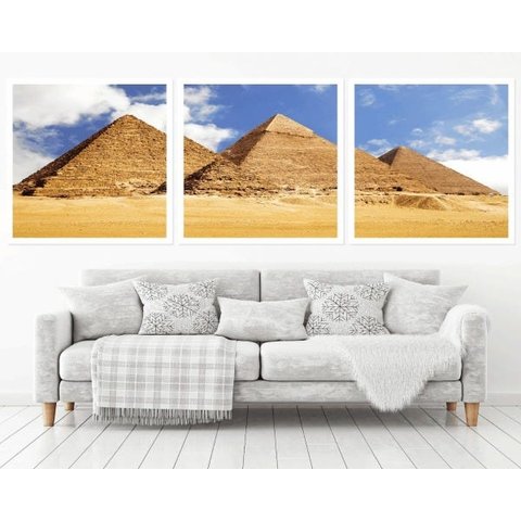 Quadro Decorativo 195x64cm Pirâmides Do Egito Quarto Sala