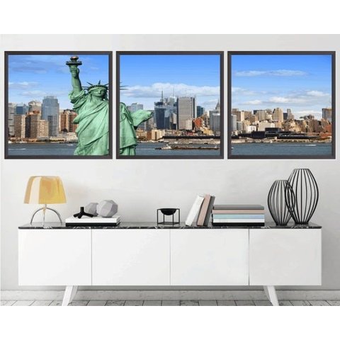 Quadro Decorativo 195x64cm Estátua Da Liberdade Quarto Sala