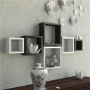 Ver imagem 1 de Kit Nichos Quadrados 100% MDF - Preto e Branco - Suporte Invisível