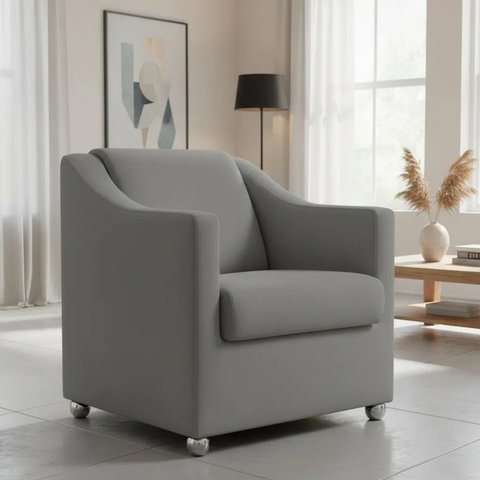 Poltrona Decorativa Mila Confortável para Sala Recepção Manicure Pés Cromado - Clique e Decore