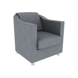 Poltrona Decorativa  Sala Recepção Escritório Suede Cinza