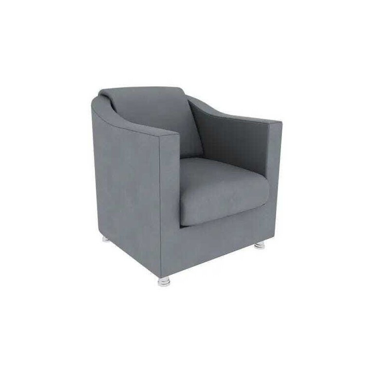 Poltrona Decorativa  Sala Recepção Escritório Suede Cinza