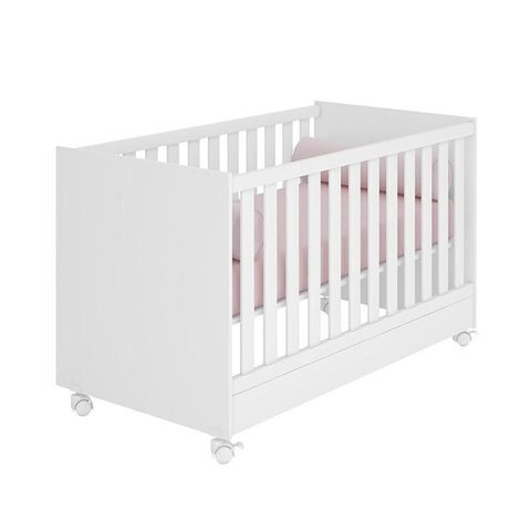 Berço Mini Cama Americano Doce Sonho com Rodízios Branco - Qmovi