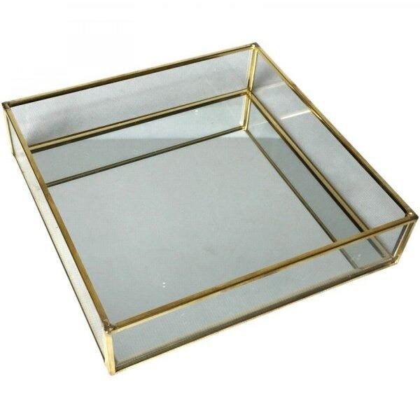 Bandeja Metal Espelho Square Glass Edges 4cmx18cmx18cm Urban - 1