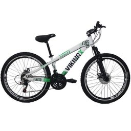 Bicicleta Viking X TUFF29 Freeride Aro 26 Freio a Disco 21 Velocidades Cambios Shimano Branco Verde - 2 Bicicleta Viking X TUFF29 Freeride Aro 26 Freio a Disco 21 Velocidades Cambios Shimano Branco Verde - 2