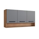 Ver imagem 1 de Armário Aéreo Triplo Giovanna 120cm com 3 Portas - Casajá - Freijo/cinza