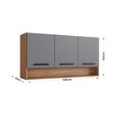 Ver imagem 4 de Armário Aéreo Triplo Giovanna 120cm com 3 Portas - Casajá - Freijo/cinza