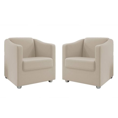Kit 2 Poltronas Decorativa Mariana Suede Bege Dal Poz Estofados
