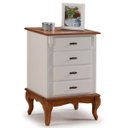 Ver imagem 2 de Mesa de Cabeceira 4 Gavetas Pés Luis Xv em Madeira Cor Offwhite/Imbuia