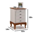 Ver imagem 3 de Mesa de Cabeceira 4 Gavetas Pés Luis Xv em Madeira Cor Offwhite/Imbuia