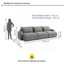 Ver imagem 3 de Sofá Cama Modular Orgânico Retrátil 4 Lugares 270cm Base Madeira Maciça Oxford