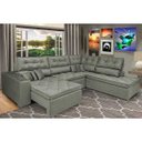 Ver imagem 1 de Sofá de Canto Retrátil e Reclinável com Molas Cama Inbox Platinum 3.00M x 2.36M Tecido Suede Cinza