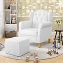 Ver imagem 2 de Poltrona de Amamentação Pés Madeira e Puff Letícia Sintético Branco - Phoenix Phoenix Baby