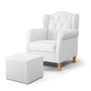 Ver imagem 1 de Poltrona de Amamentação Pés Madeira e Puff Letícia Sintético Branco - Phoenix Phoenix Baby