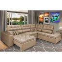 Ver imagem 1 de Sofá de Canto Retrátil e Reclinável com Molas Cama Inbox Platinum 3.00M x 2.36M Tecido Suede Castor