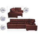 Ver imagem 2 de Sofá de Canto Retrátil e Reclinável com Molas Cama Inbox Platinum 3.00M x 2.36M Tecido Suede Vinho