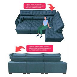 Sofá de Canto Retrátil e Reclinável com Molas Cama Inbox Platinum 3.00M x 2.36M Tecido Suede Azul - 3