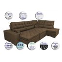 Ver imagem 4 de Sofá de Canto Retrátil e Reclinável com Molas Cama Inbox Platinum 3.00M x 2.36M Tecido Suede Café