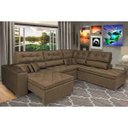Ver imagem 1 de Sofá de Canto Retrátil e Reclinável com Molas Cama Inbox Platinum 3.00M x 2.36M Tecido Suede Café