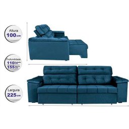 Sofá Retrátil e Reclinável New Austrália 2,25M Tecido Suede Azul - Cama Inbox - 2