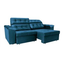 Sofá Retrátil e Reclinável New Austrália 2,25M Tecido Suede Azul - Cama Inbox - 6