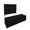 Ver imagem 1 de Conjunto Cabeceira Casal e Recamier Baú 1,40m Suede Preto