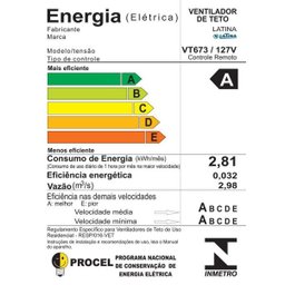 Ventilador de Teto Latina Vt673 Preto 3 Pás com Controle Remoto - 127V - 4 Ventilador de Teto Latina Vt673 Preto 3 Pás com Controle Remoto - 127V - 4