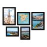 Kit Com 5 Quadros Decorativos - Espanha Paisagem Mundo Mapa - 148kq01p - 1