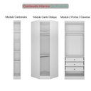Ver imagem 6 de Guarda Roupa de Canto Modulado Safira 3 Portas 3 Gavetas MDF Neve