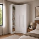 Ver imagem 1 de Guarda Roupa de Canto Modulado Safira 3 Portas 3 Gavetas MDF Neve