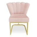 Ver imagem 4 de Kit 02 Poltronas Flor Veludo Rosa Bebê Base Metálica Industrial Dourado - Pallazio